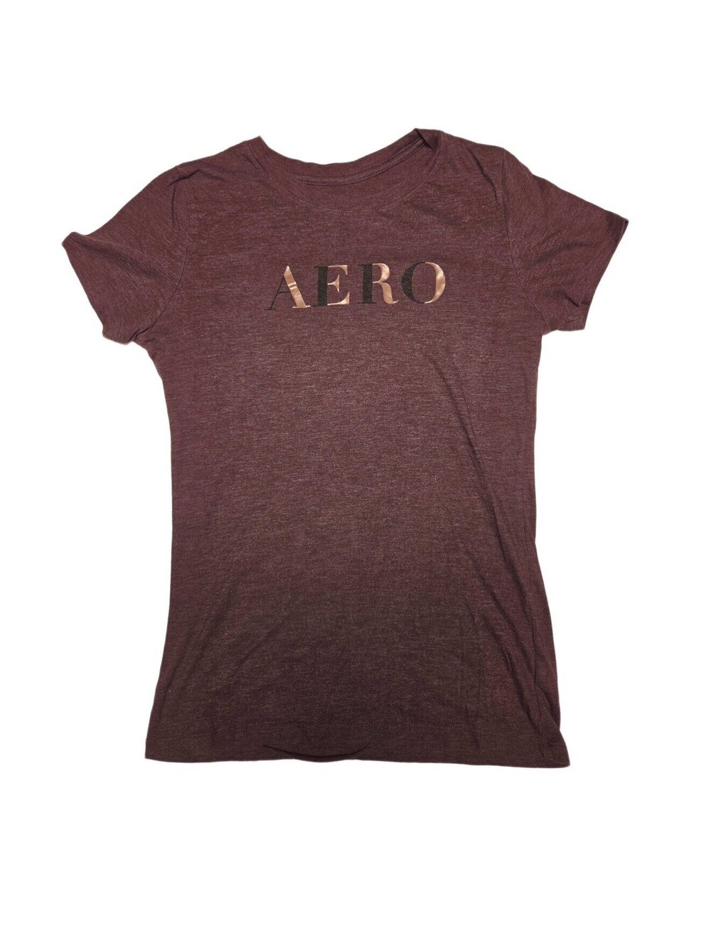 Aeropostale Women Classic Crew Short Sleeve T-Shirt Burgundy Heather Size M